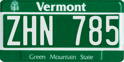 VT license plate ZHN785