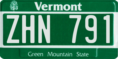 VT license plate ZHN791
