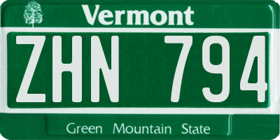 VT license plate ZHN794