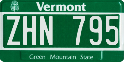 VT license plate ZHN795