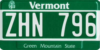 VT license plate ZHN796
