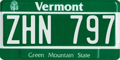VT license plate ZHN797