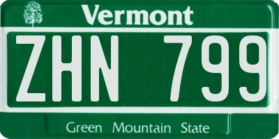 VT license plate ZHN799