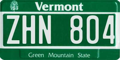 VT license plate ZHN804