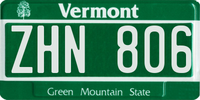VT license plate ZHN806