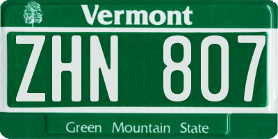 VT license plate ZHN807