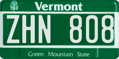 VT license plate ZHN808