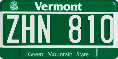VT license plate ZHN810