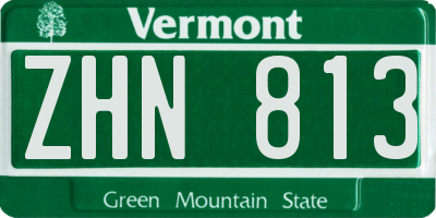 VT license plate ZHN813