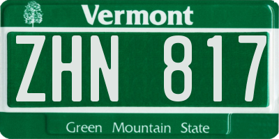 VT license plate ZHN817
