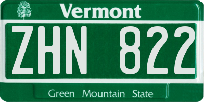 VT license plate ZHN822