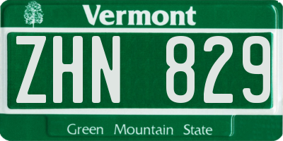 VT license plate ZHN829