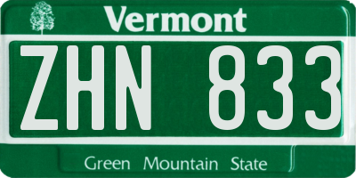 VT license plate ZHN833