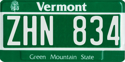 VT license plate ZHN834