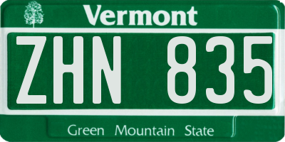 VT license plate ZHN835