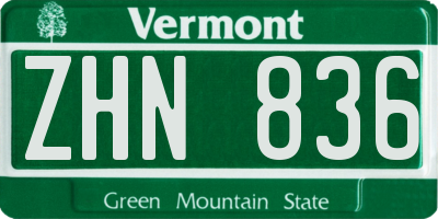 VT license plate ZHN836
