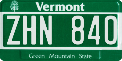 VT license plate ZHN840