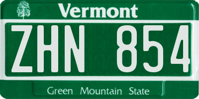 VT license plate ZHN854