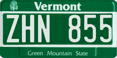 VT license plate ZHN855