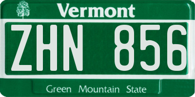 VT license plate ZHN856