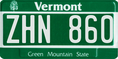 VT license plate ZHN860