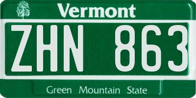 VT license plate ZHN863