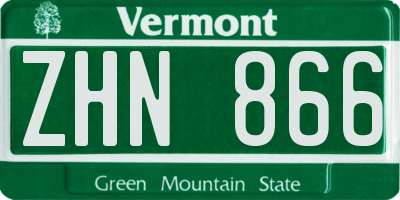 VT license plate ZHN866