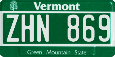 VT license plate ZHN869