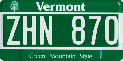 VT license plate ZHN870