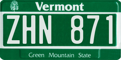 VT license plate ZHN871