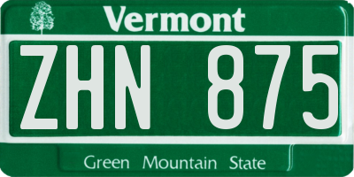 VT license plate ZHN875
