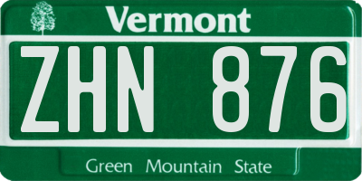 VT license plate ZHN876