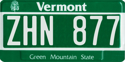 VT license plate ZHN877