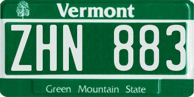 VT license plate ZHN883