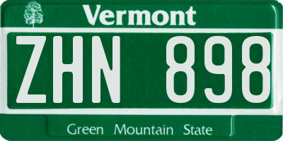 VT license plate ZHN898