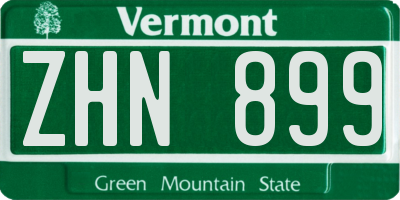 VT license plate ZHN899