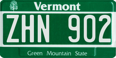 VT license plate ZHN902
