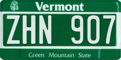 VT license plate ZHN907