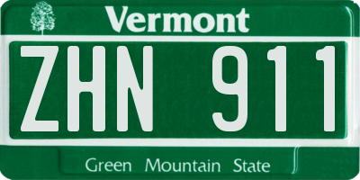 VT license plate ZHN911