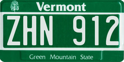VT license plate ZHN912