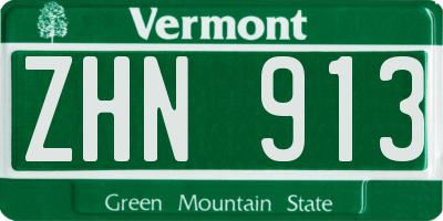 VT license plate ZHN913