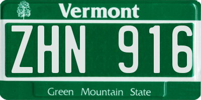 VT license plate ZHN916