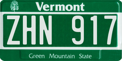VT license plate ZHN917