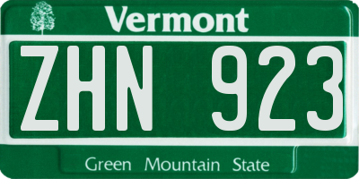 VT license plate ZHN923