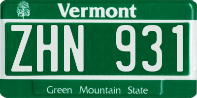 VT license plate ZHN931