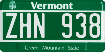 VT license plate ZHN938
