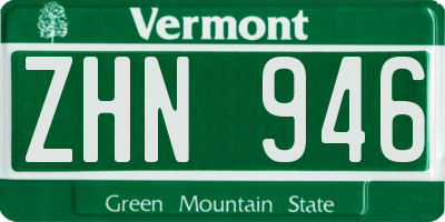 VT license plate ZHN946