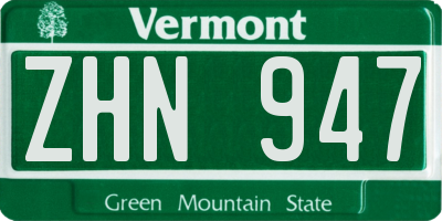 VT license plate ZHN947