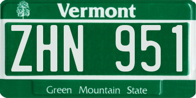 VT license plate ZHN951