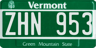 VT license plate ZHN953